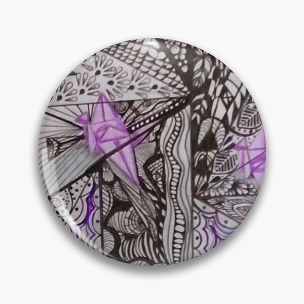 Item preview, Origami Cranes Zentangle – Purple Paper Cranes Black and White Doodle Art designed and sold by www.ArtPal.com/millieesch.