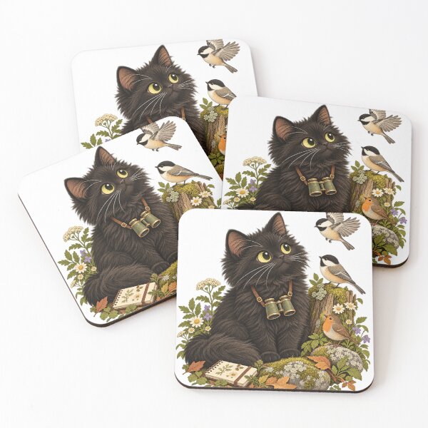 Item preview, Black Cat with Birdwatching Binoculars designed and sold by Apex Designs.