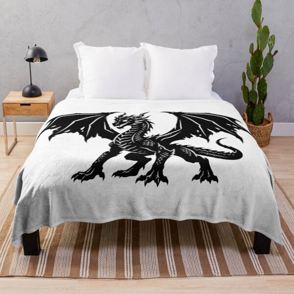 Item preview, Standing Black Dragon Silhouette Tattoo – Solid Winged Dragon Profile Gothic Art designed and sold by DragonSerpent Ink.