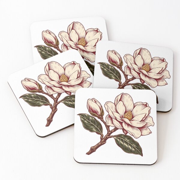 Item preview, Magnolia Blossom and Bud Burgundy Engraving designed and sold by Drip stamp.
