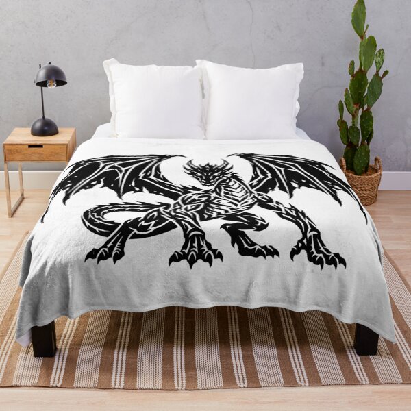 Item preview, Crouching Tribal Dragon Tattoo – Front Facing Black Winged Dragon Gothic Stalker Art designed and sold by DragonSerpent Ink.