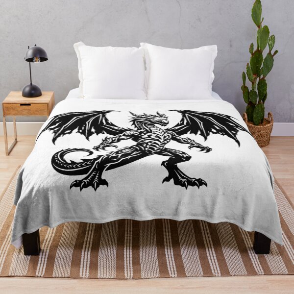 Item preview, Muscular Dragon Warrior Tattoo – Standing Black Winged Dragon Fighter Tribal Gothic Art designed and sold by DragonSerpent Ink.
