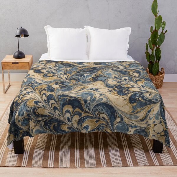 Item preview, Navy Gold Feathered Marbled Pattern designed and sold by Apex Designs.