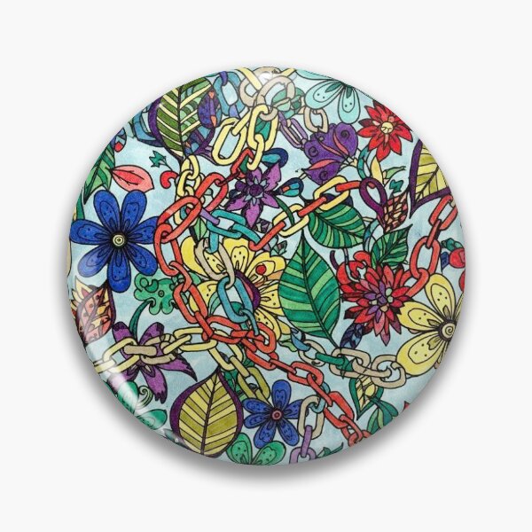 Item preview, Flowers and Chains – Colorful Floral Chain Link Pattern designed and sold by www.ArtPal.com/millieesch.