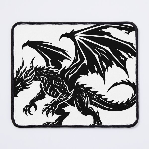 Item preview, Side View Dragon Tattoo – Prowling Black Tribal Winged Dragon Hooked Tail Gothic Art designed and sold by DragonSerpent Ink.