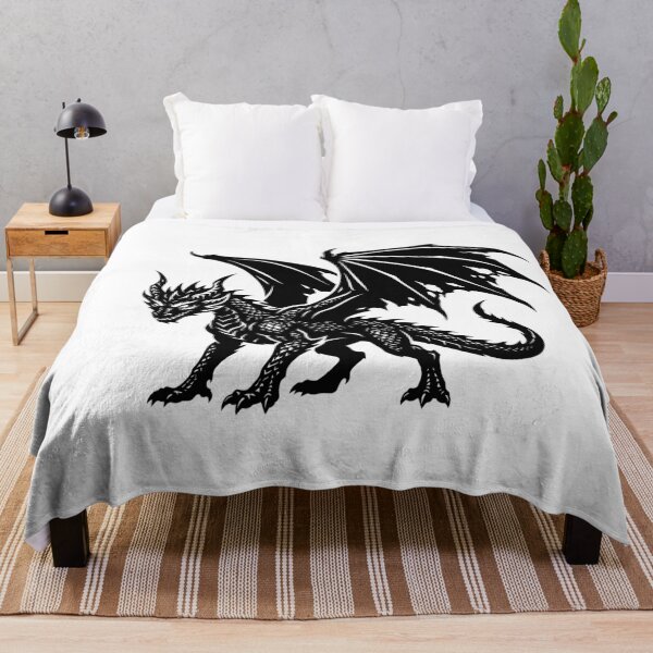 Item preview, Scaled Black Dragon Side View Tattoo – Armored Winged Dragon Dark Fantasy Silhouette Art designed and sold by DragonSerpent Ink.