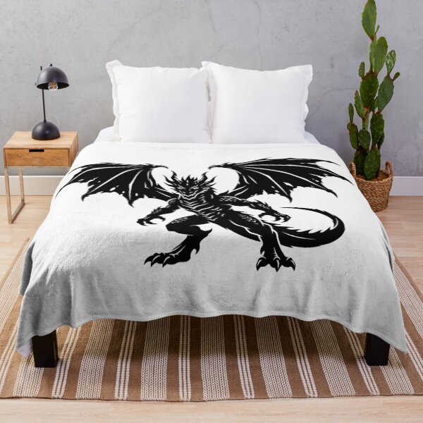 Item preview, Crouching Shadow Dragon Tattoo – Solid Black Winged Dragon Beast Front View Gothic Art designed and sold by DragonSerpent Ink.