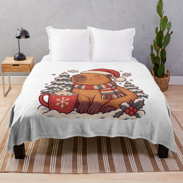 Item preview, Cozy Christmas Capybara with Hot Cocoa designed and sold by LuveraxArt.