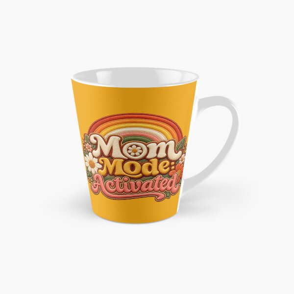 Item preview, Mom Mode Activated – Retro 70s Groovy Rainbow Floral Design, Funny Mom Quote, Vintage Embroidery Style Mother’s Day Gift designed and sold by Emoji Emblems.
