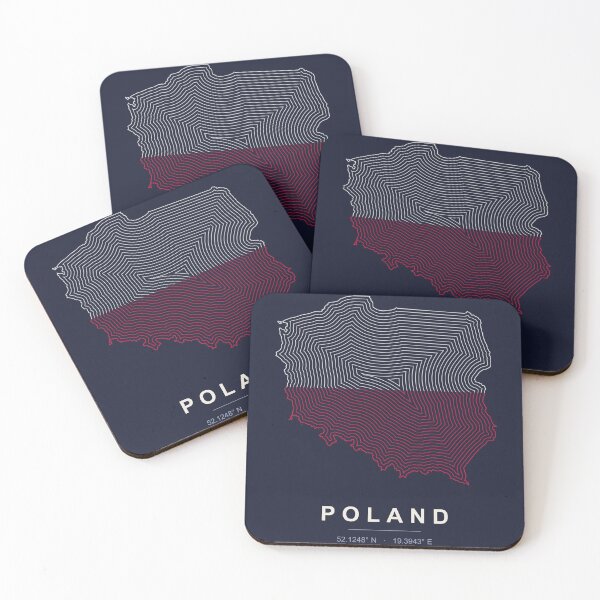 Item preview, Poland Contour Map Poster – Polish Flag Colors Line Art with Coordinates designed and sold by youngVl.