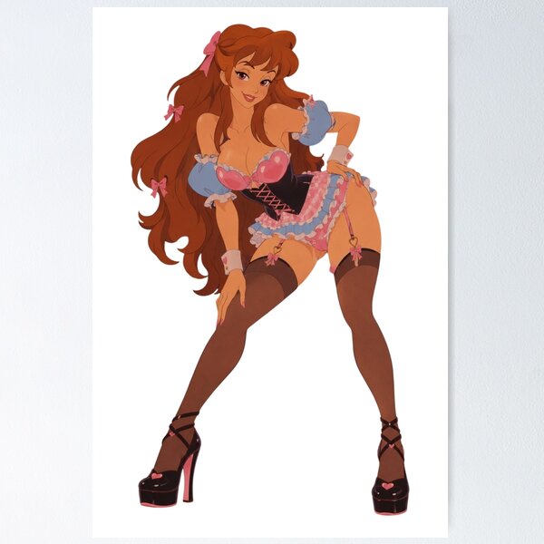Item preview, Vintage Cartoon Pin Up Girl in Pink and Blue Kawaii Lingerie designed and sold by Hollow Moon Studios..