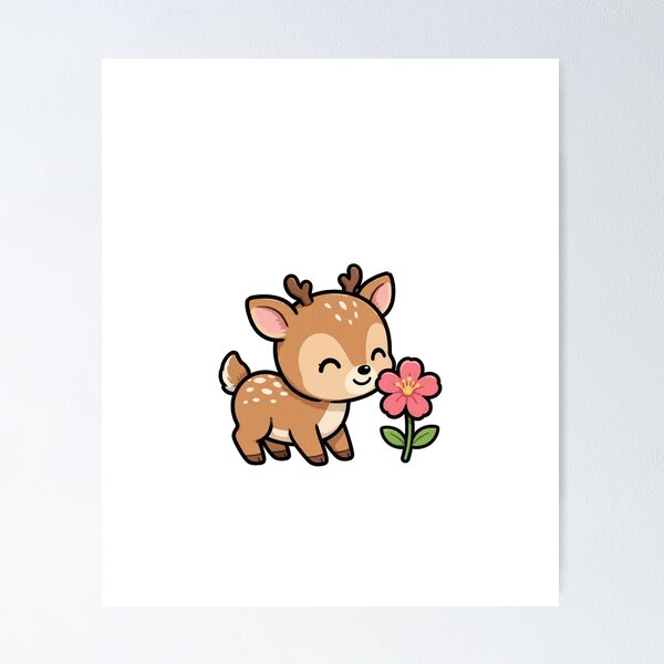 Item preview, Fawn Sniffing a Pink Flower designed and sold by EzJPz.