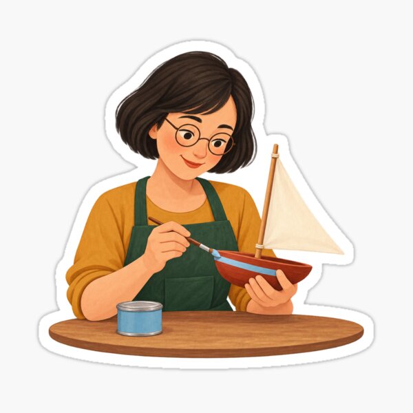 Item preview, Toy Restorer Painting a Wooden Sailboat designed and sold by Drip stamp.