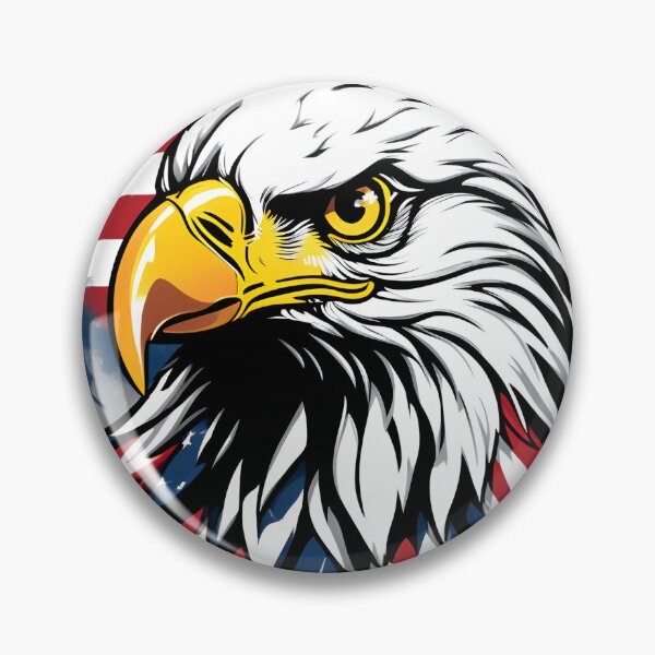 Item preview, Fierce Bald Eagle Head with Flag Feathers designed and sold by CASASIS_MERCH.