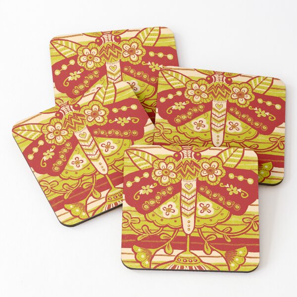 Item preview, Folk Art Moth with Flowers on Stripes designed and sold by Fani*.