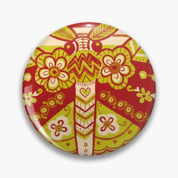 Item preview, Folk Art Moth with Flowers on Stripes designed and sold by Fani*.