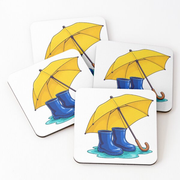 Item preview, Yellow Umbrella and Blue Rubber Rain Boots designed and sold by Drip stamp.
