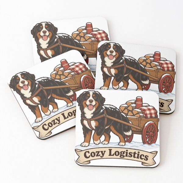 Item preview, Cozy Logistics Bernese Mountain Dog Firewood Cart Winter Berner designed and sold by OMARFIRAS.