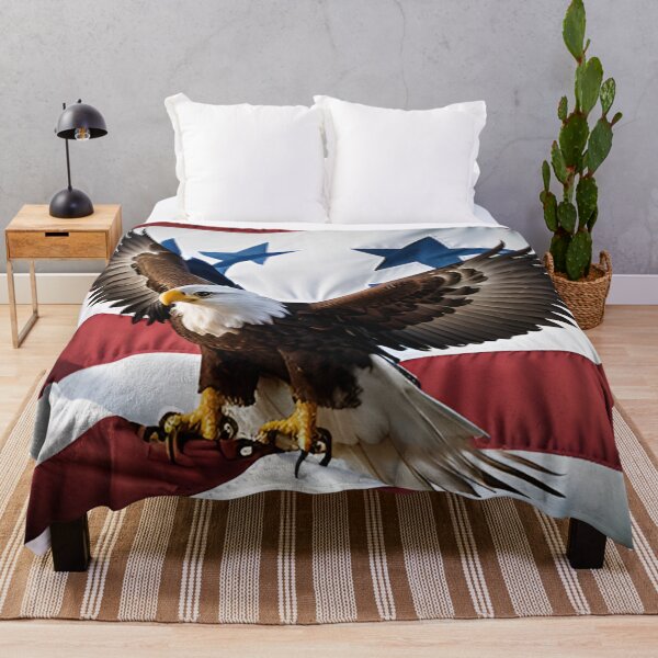 Item preview, Bald Eagle Landing on Billowing American Flag designed and sold by CASASIS_MERCH.