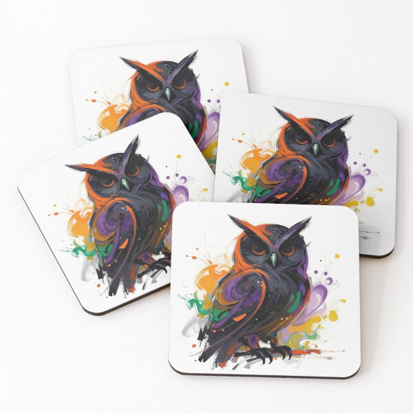 Item preview, Colorful Owl Halloween Art with Paint Splashes designed and sold by MFMart.