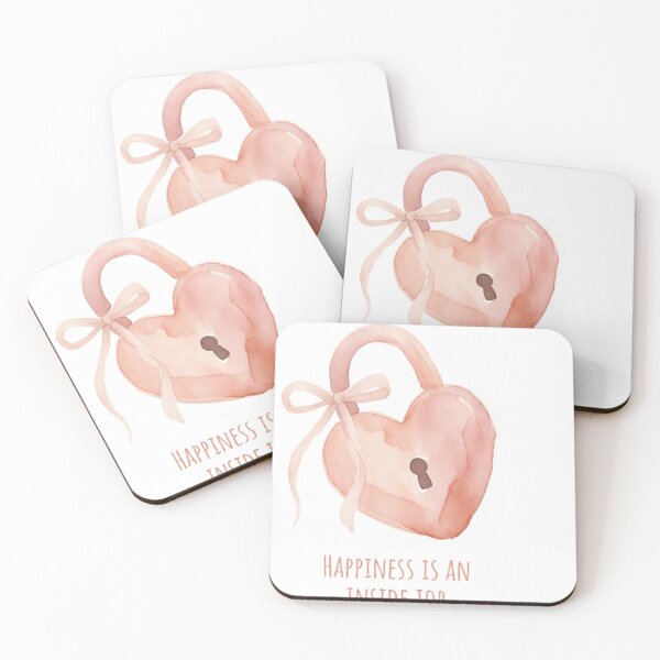 Item preview, Happiness Is an Inside Job – Peach Watercolor Heart Lock Inspirational Quote designed and sold by Moodcraft Studio.
