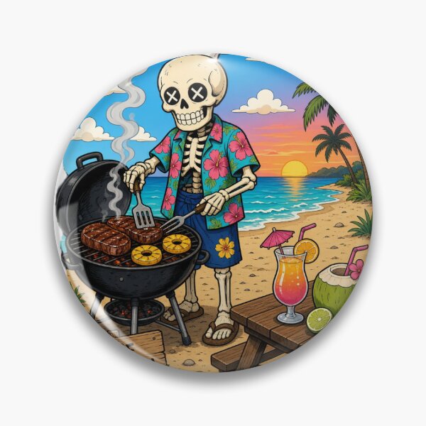 Item preview, Skeleton Beach BBQ Grill Master – “Bone Appétit” Cartoon designed and sold by Rogues Wares.