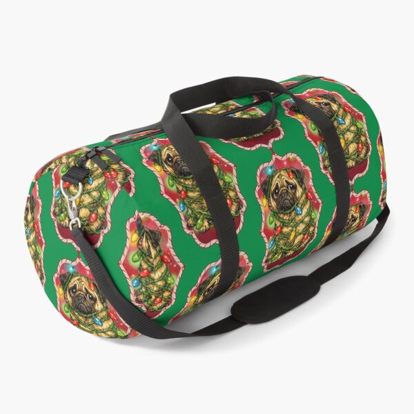 Item preview, Funny Dog Tangled in Christmas Lights Pug designed and sold by Lion and Lamb Design.