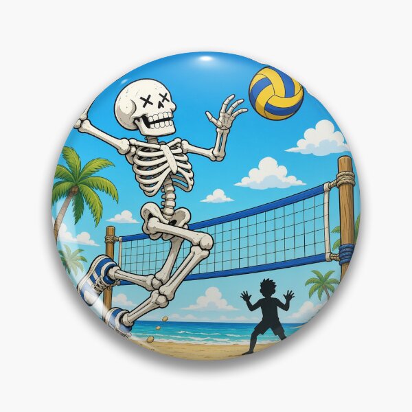 Item preview, Skeleton Beach Volleyball Spike – Funny Sports Cartoon Art designed and sold by Rogues Wares.