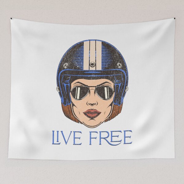 Item preview, Live Free (Motorcycle Girl) designed and sold by lovewhatyoudo.