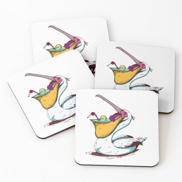 Item preview, tropical pelican cocktail bird illustration designed and sold by khfifdrif.