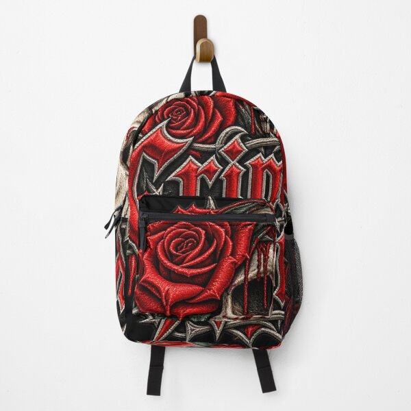 Item preview, Crimson Hollow Gothic Skull and Red Roses – Heavy Metal Inspired Embroidered Skull Art, Dark Gothic Rock Design designed and sold by Emoji Emblems.
