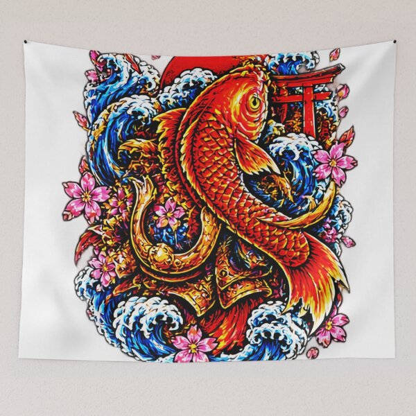 Item preview, Japanese Irezumi Koi Fish with Waves and Torii Gate designed and sold by CecilRowell.