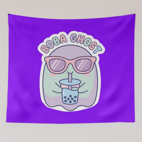 Item preview, Cute Boba Ghost Drinking Bubble Tea Kawaii Pastel Sticker designed and sold by RobinaWorks.