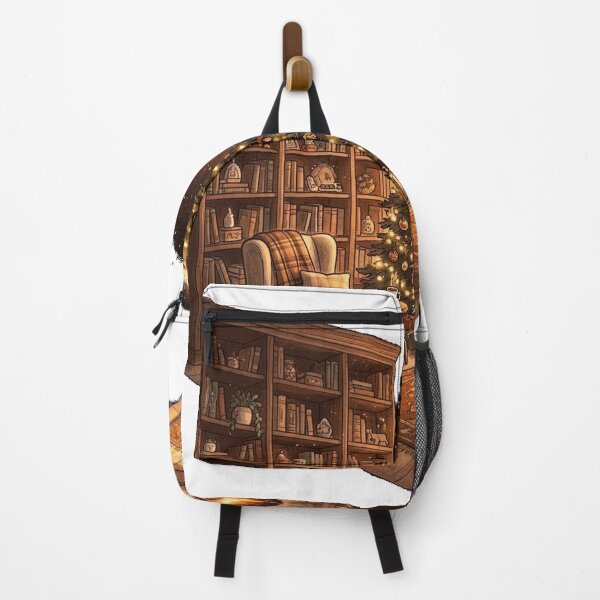 Item preview, Cozy Christmas Library with Cat Oversized T-Shirt designed and sold by FrogMonarch.