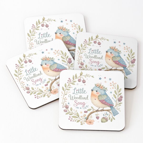 Item preview, Little Woodland Song Cute Blue Bird Floral Cottagecore Whimsical Nature Art designed and sold by inkoutninja.