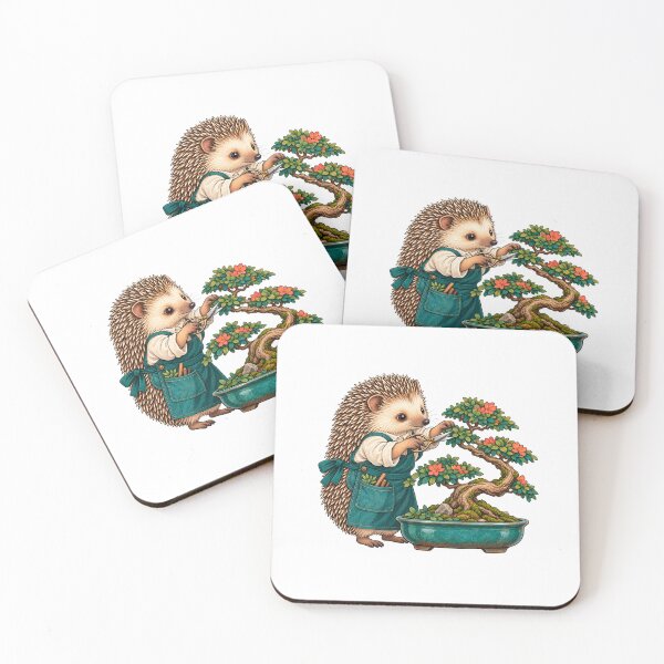 Item preview, Hedgehog Pruning a Bonsai designed and sold by JS Creative Studio.