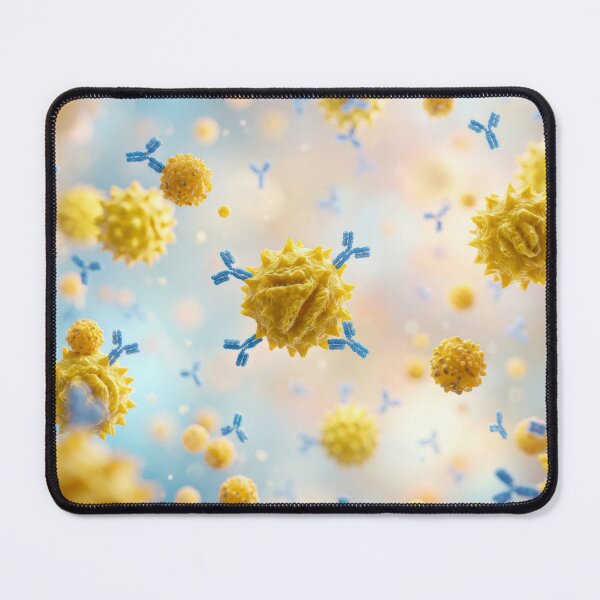 Item preview, Yellow Spiked Pathogens With Blue Antibodies designed and sold by KaiWaiGallery.