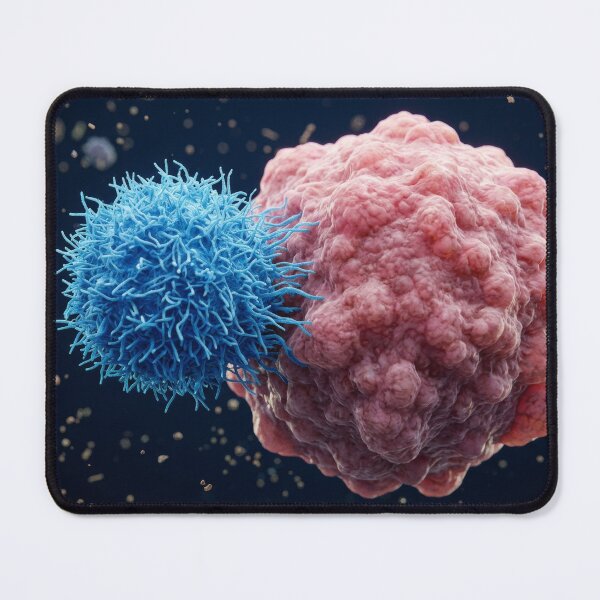 Item preview, Blue T Cell Attacking Pink Cancer Cell designed and sold by KaiWaiGallery.