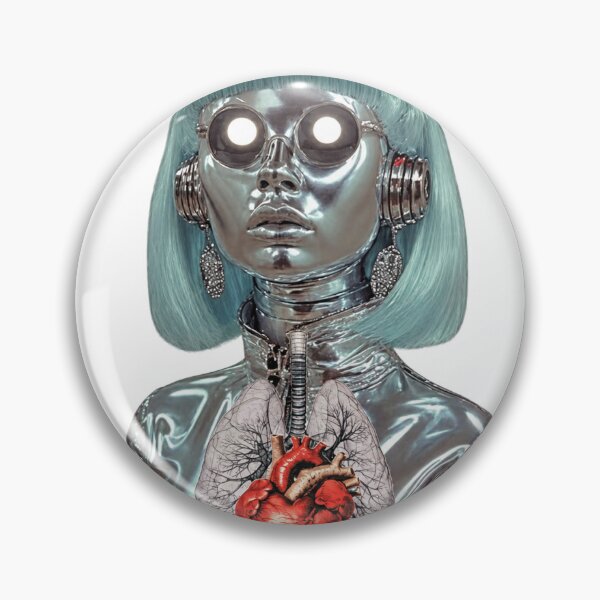 Item preview, Chrome Cyborg Woman with Human Heart designed and sold by Slyfish.