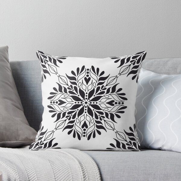 Item preview, Black and White Floral Mandala Pattern designed and sold by AmberTechStudio.