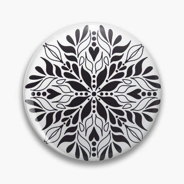 Item preview, Black and White Floral Mandala Pattern designed and sold by AmberTechStudio.