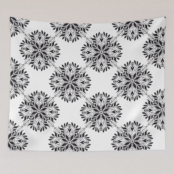 Item preview, Black and White Floral Mandala Pattern designed and sold by AmberTechStudio.