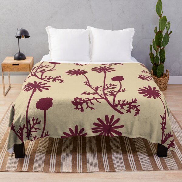 Item preview, Floral Botanical Wild Daisies Pattern in Burgundy and Beige designed and sold by kierkegaard.