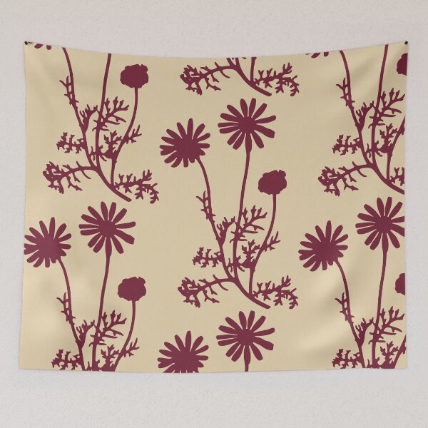 Item preview, Floral Botanical Wild Daisies Pattern in Burgundy and Beige designed and sold by kierkegaard.