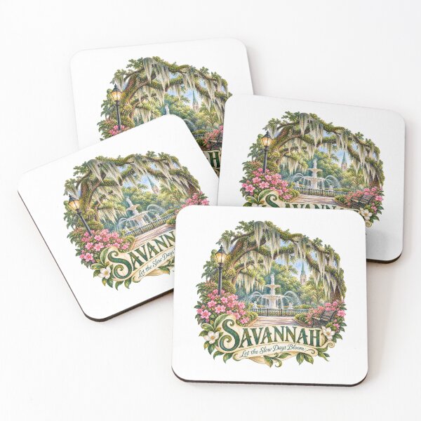 Item preview, Savannah Fountain and Oak Trees Watercolor Travel Art designed and sold by skyartdesign.