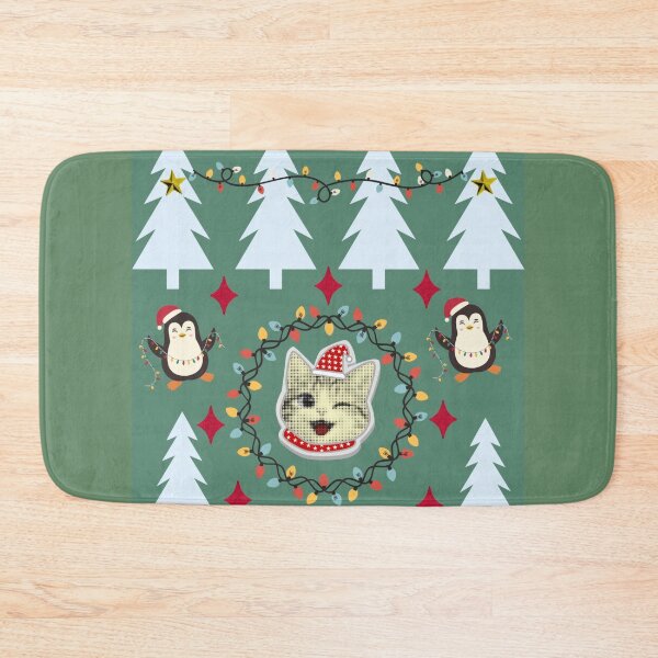 Item preview, Festive Cat And Penguins Holiday Art designed and sold by Azurart2.
