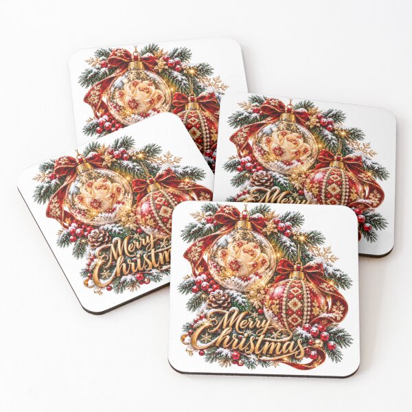 Item preview, Golden Christmas Elegance – Floral Rose and Ornamental Baubles designed and sold by DansCreations42.