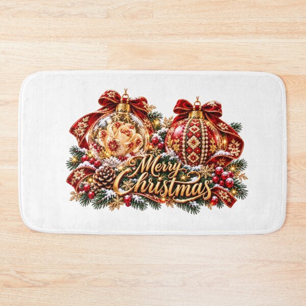 Item preview, Golden Christmas Elegance – Floral Rose and Ornamental Baubles designed and sold by DansCreations42.
