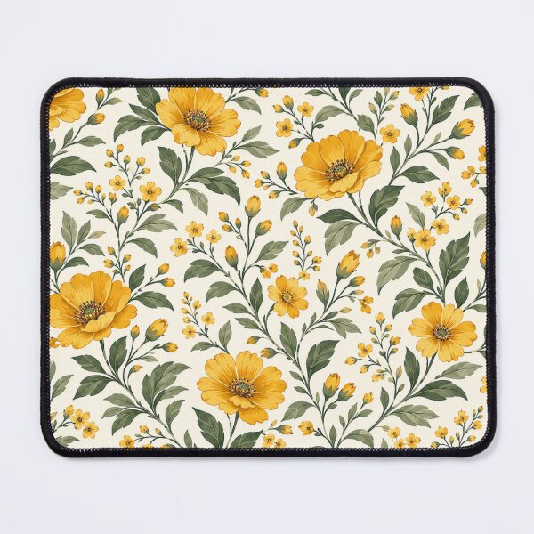 Item preview, Vintage Yellow Botanical Floral Pattern designed and sold by ShivCraft Studio.