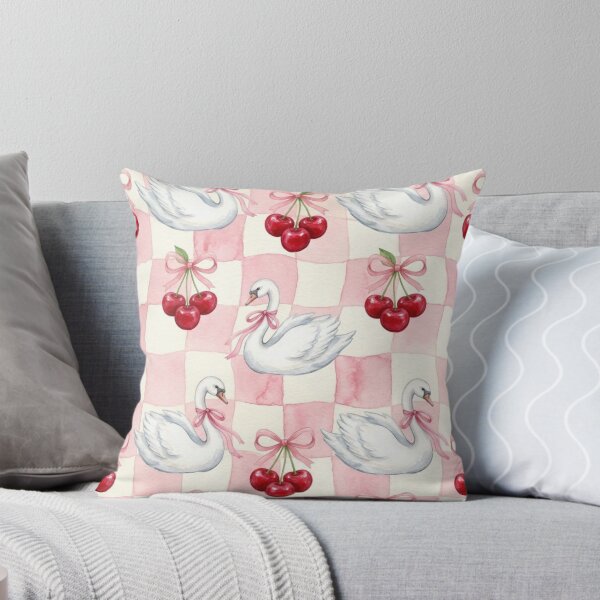 Item preview, Coquette Aesthetic Watercolor Swans and Cherries Pattern designed and sold by MIRAMUSE10.
